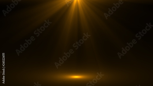 abstract of empty stage with spotlights or Several bright projectors for scene lighting effects . can be used for display or montage your products