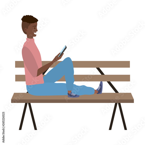 Millenial person stylish outfit bench