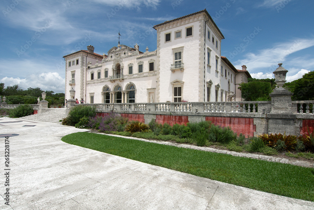 View of the Vizcaya Museum and Gardens, the former villa and estate of businessman James Deering, located in Coconut Grove., Miami, Florida, USA.