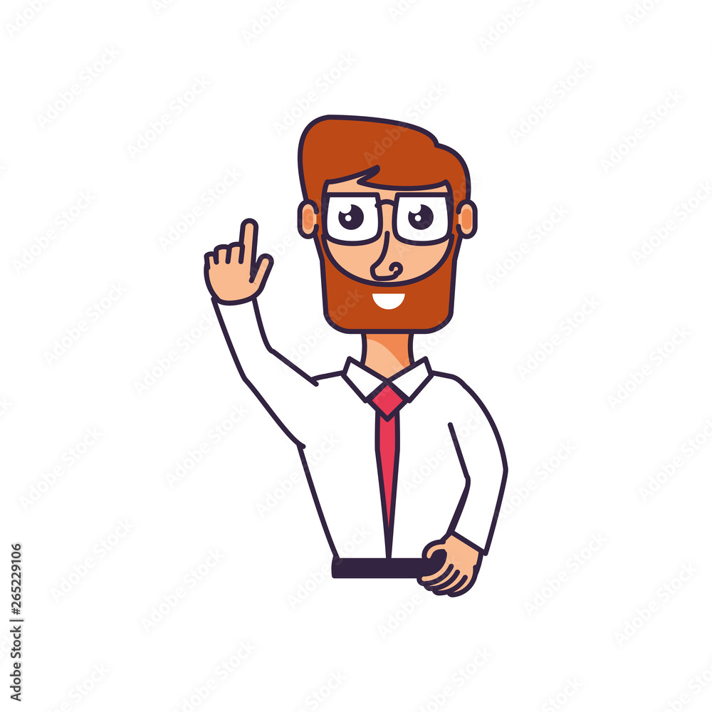 businessman elegant with hand up