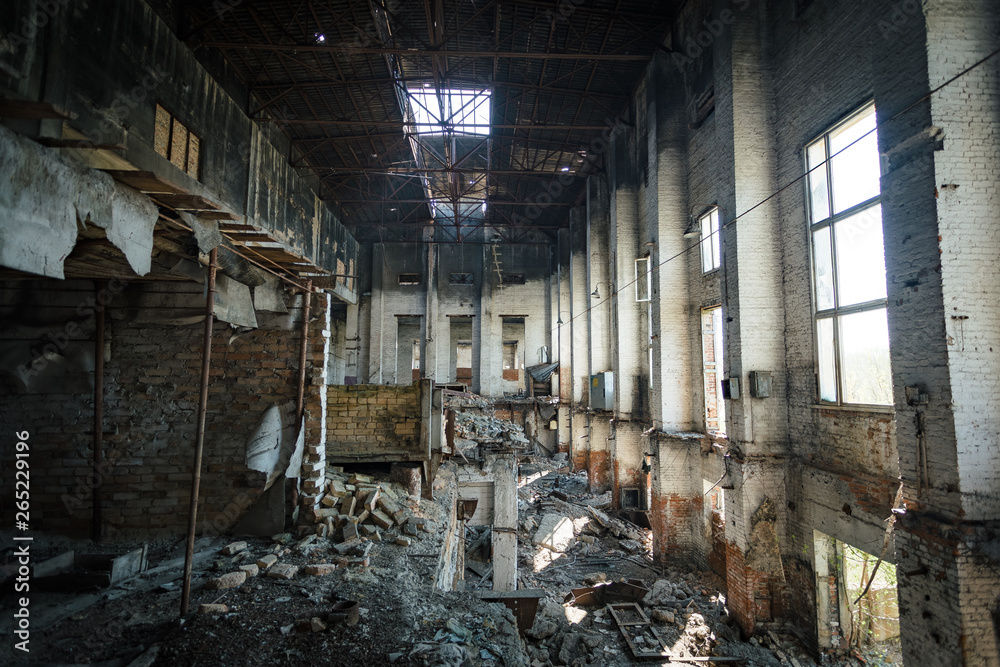 Burned ruined thermal power plant Burned ruined thermal power plant
