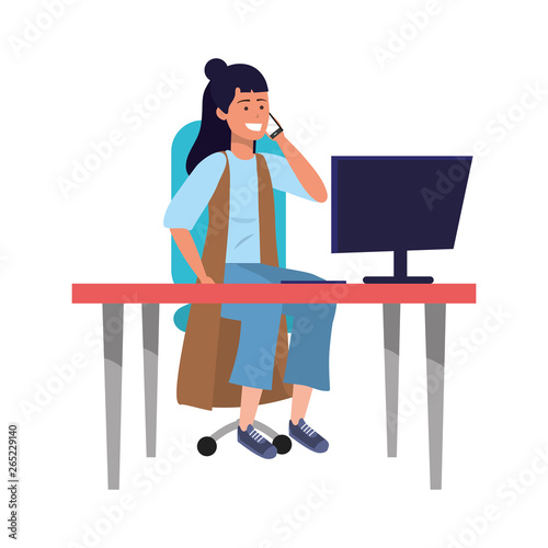Millenial person stylish outfit sitting in work desk