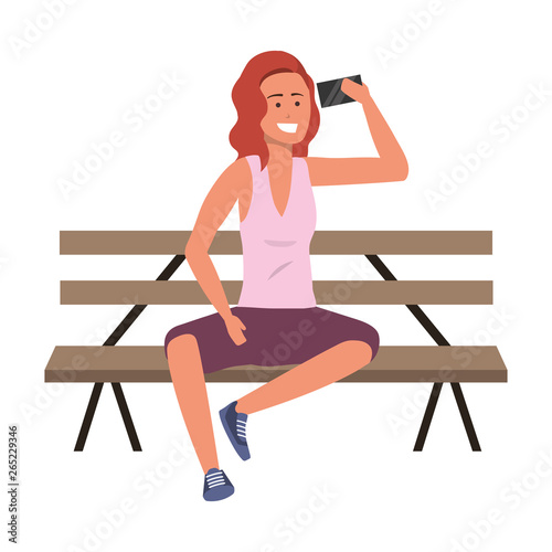 Millenial person stylish outfit bench