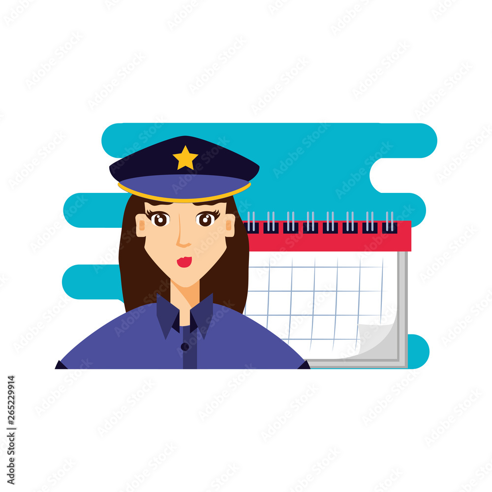 police officer female with calendar reminder