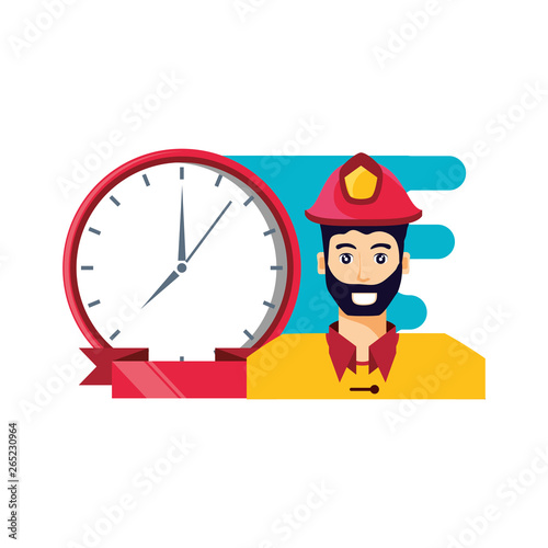 firefighter professional with clock time