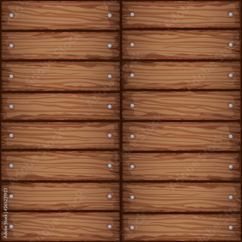 Hand drawn stylized wooden planks seamless pattern. Endless wood vector textures for floor, ground, walls, boxes, containers. Template design for game background.