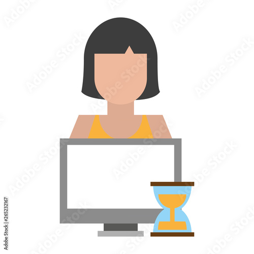 computer with hourglass