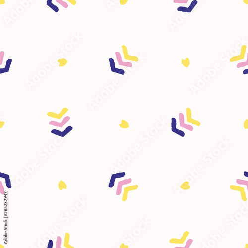 Geometric retro chevron shape seamless pattern. All over print vector background. Summer 1950s arrow fashion style. Trendy ethnic wallpaper, vintage home decor. Hand drawn geo tossed textile fabric