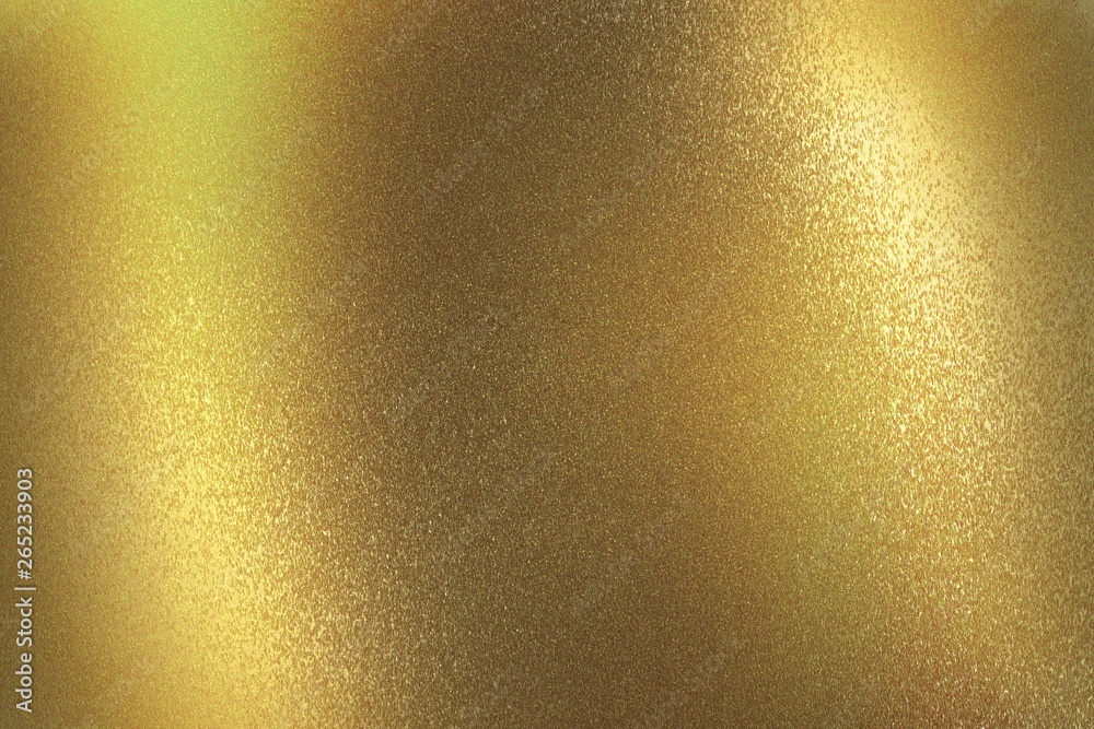 Fototapeta premium Shiny dark yellow metal wall, abstract texture background
