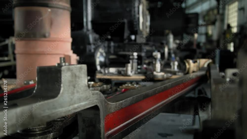 Big massive steel components in a steam train workshop Big massive steel components in a steam train workshop