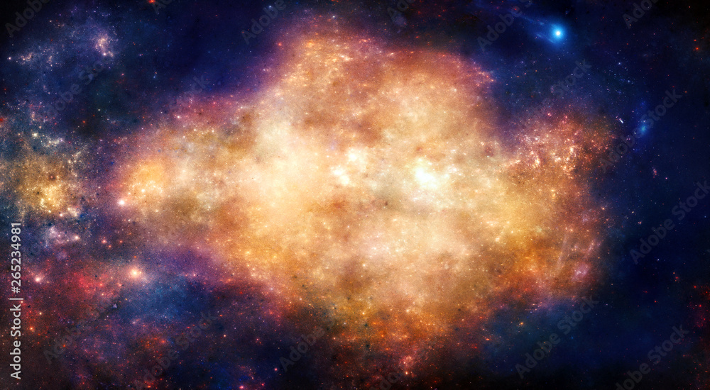 Artistic abstract glowing bright colorful nebula galaxy background