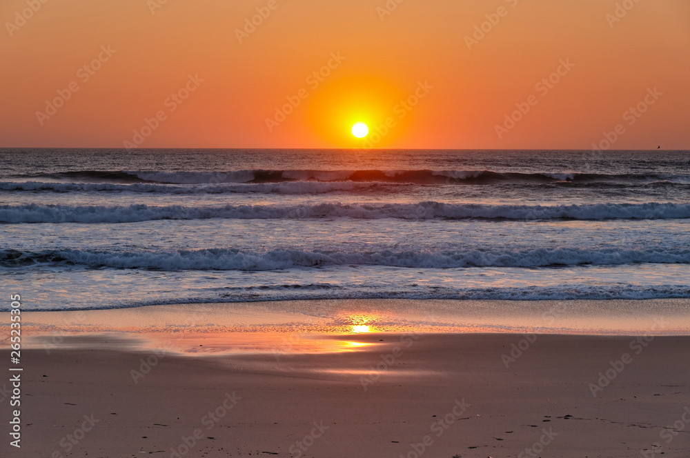 Beautiful Sunset in Areias Brancas beach in Lourinha, Portugal