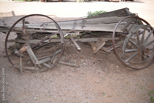Arizona Goldfield: Vintage abandoned wagons and rusted farm equipmnet