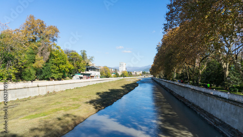 River embankment in Sochi, View from the bridge. Russia