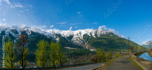 Beautiful Panorama Mountains of Sonamarg, Jammu and Kashmir state, India. historical significance and was a gateway on ancient Silk Road along with Gilgit connecting Kashmir with Tibet