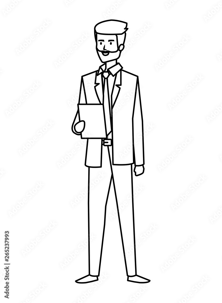 elegant businessman with document character