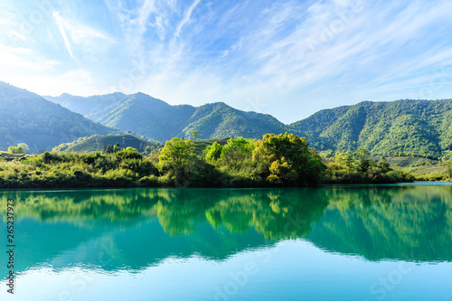 Beautiful mountains and green reflections