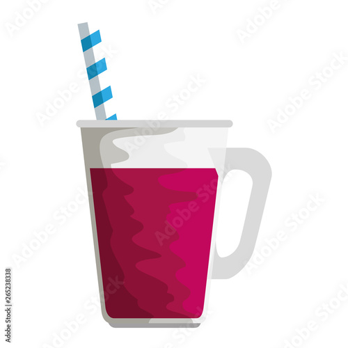 jar with beverage and straw