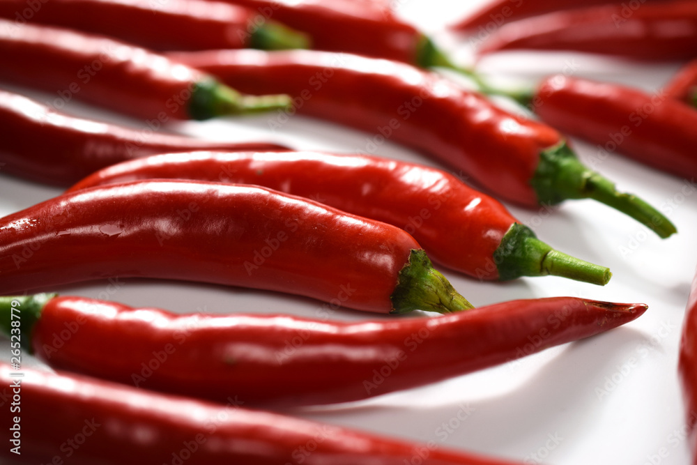 Red chili pepper. Red pepper harvest, closeup