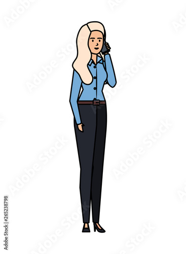 elegant businesswoman calling with smartphone