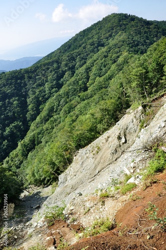 雨山の崖と檜岳