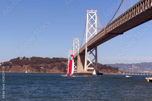 Bay bridege and sailing boat photo