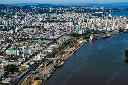 Large cities seen from above. City of Porto Alegre of the state of Rio Grande do Sul, Brazil South America.  © Ranimiro