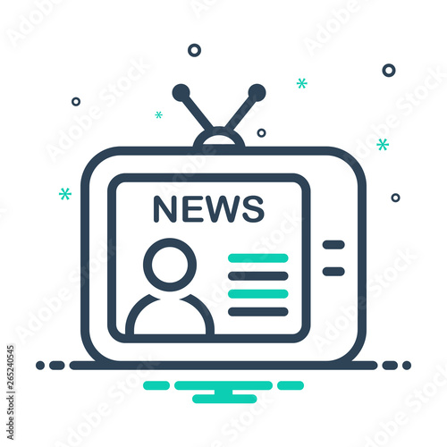 Mix line icon for news broadcast 