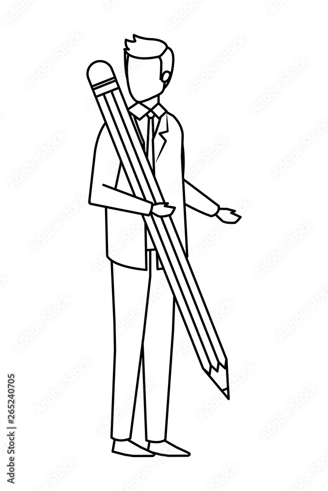 Obraz premium elegant businessman with big pencil