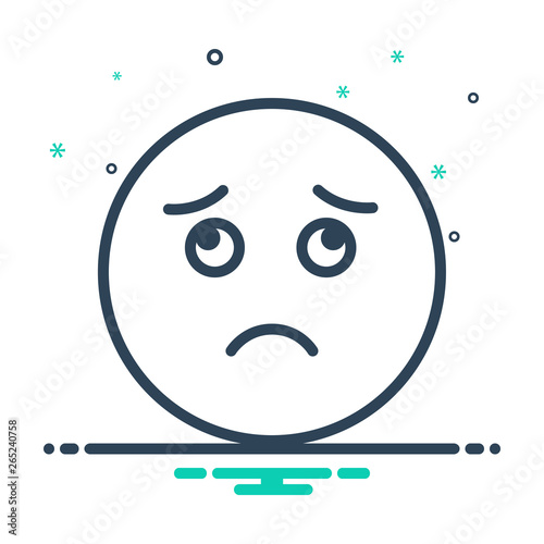 Mix line icon for sad dispirited 