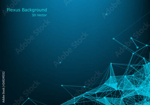 Plexus Lines And Particles Background. Vector Technology Illustration Of Futuristic Polygonal Cyber Structure. Data Connection Concept.