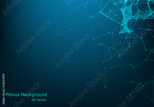Network connection concept blue vector illustration. Futuristic hexagon perspective wide angle lanscape. Futuristic honeycomb concept. 3d landscape. Big data digital background.