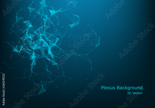 Graphic abstract background communication. Big data visualization. Connected lines with dots. Social networking. Illusion of depth and perspective. Vector illustration