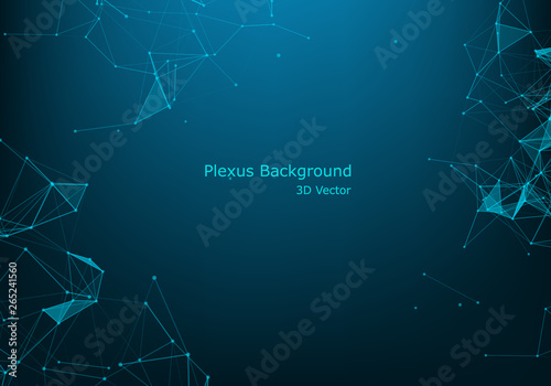 Geometric abstract connected line with dots. Big data visualization. Molecule and communication background. Social network information. Modern technology concept.