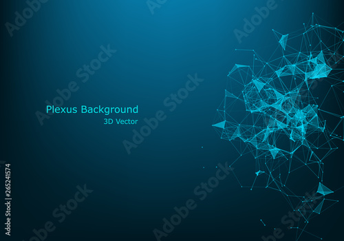 Geometric abstract connected line with dots. Big data visualization. Molecule and communication background. Social network information. Modern technology concept.