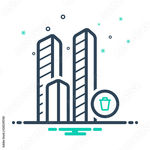  Mix line icon for bulding delete 