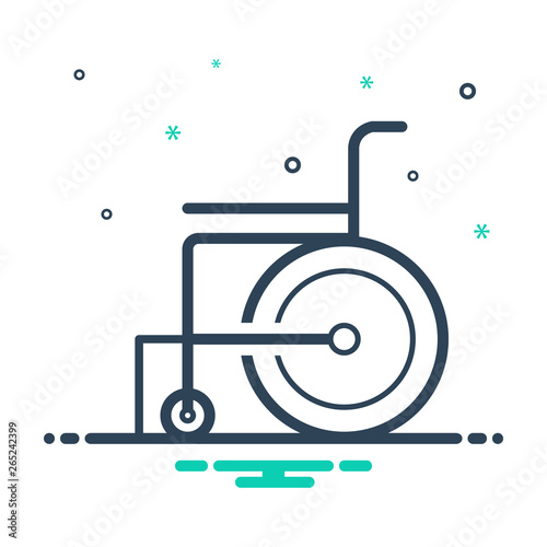 Mix line icon for wheelchair wheel chair