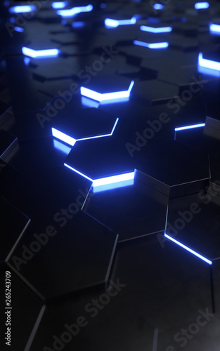 3d hexagons background design,technology concept,3d rendering,conceptual image. © Shuo