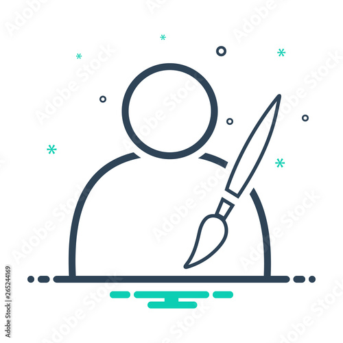 Mix line icon for author designer 