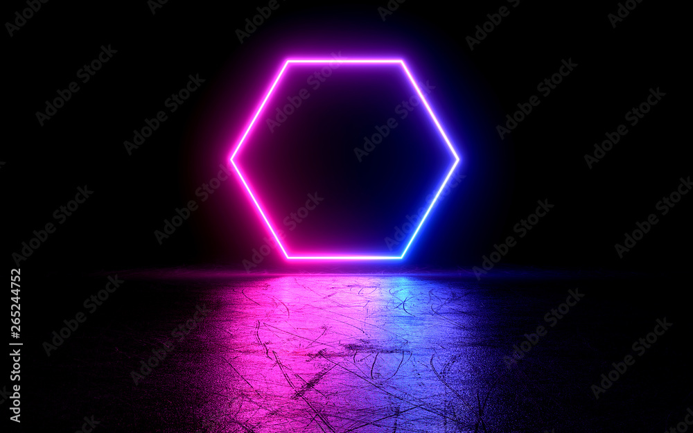 neon light shapes on black background,rainbow colors, 3d rendering,conceptual image. neon light shapes on black background,rainbow colors, 3d rendering,conceptual image.