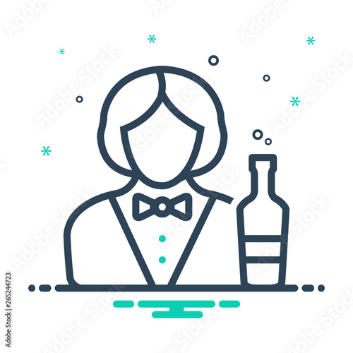 Mix line icon for bartender female 