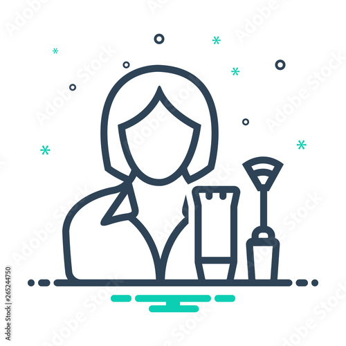 Mix line icon for beautician 
