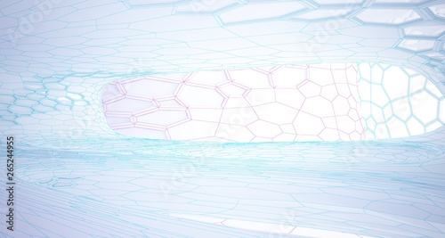 Wallpaper Mural Abstract drawing white parametric interior multilevel public space with window. 3D illustration and rendering. Torontodigital.ca