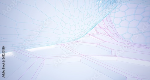 Obraz na płótnie Abstract drawing white parametric interior multilevel public space with window. 3D illustration and rendering. w salonie