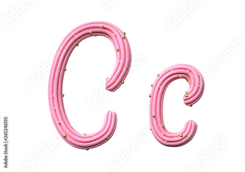 Pink cream candy Font Isolated on White Background, 3d rendering,conceptual image.