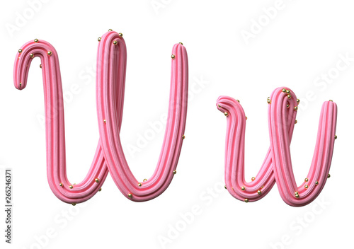 Pink cream candy Font Isolated on White Background, 3d rendering,conceptual image.