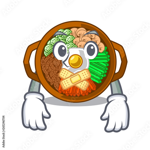 Silent plate containing bibimbap cartoon on table