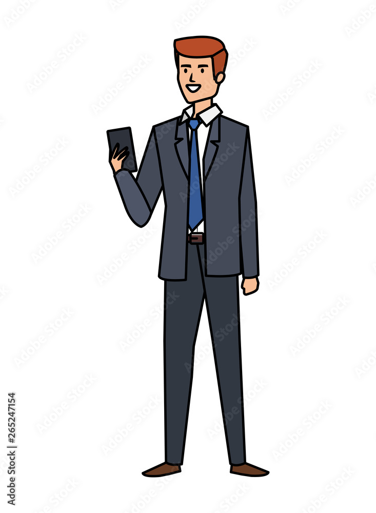 elegant businessman calling with smartphone