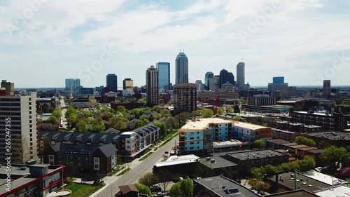 4k Aerial View of Indianapolis, Indiana Skyline and downtown