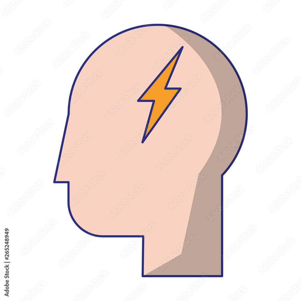 human head with thunderbolt human head with thunderbolt